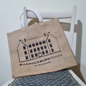 Jute bag with bannockburn house logo